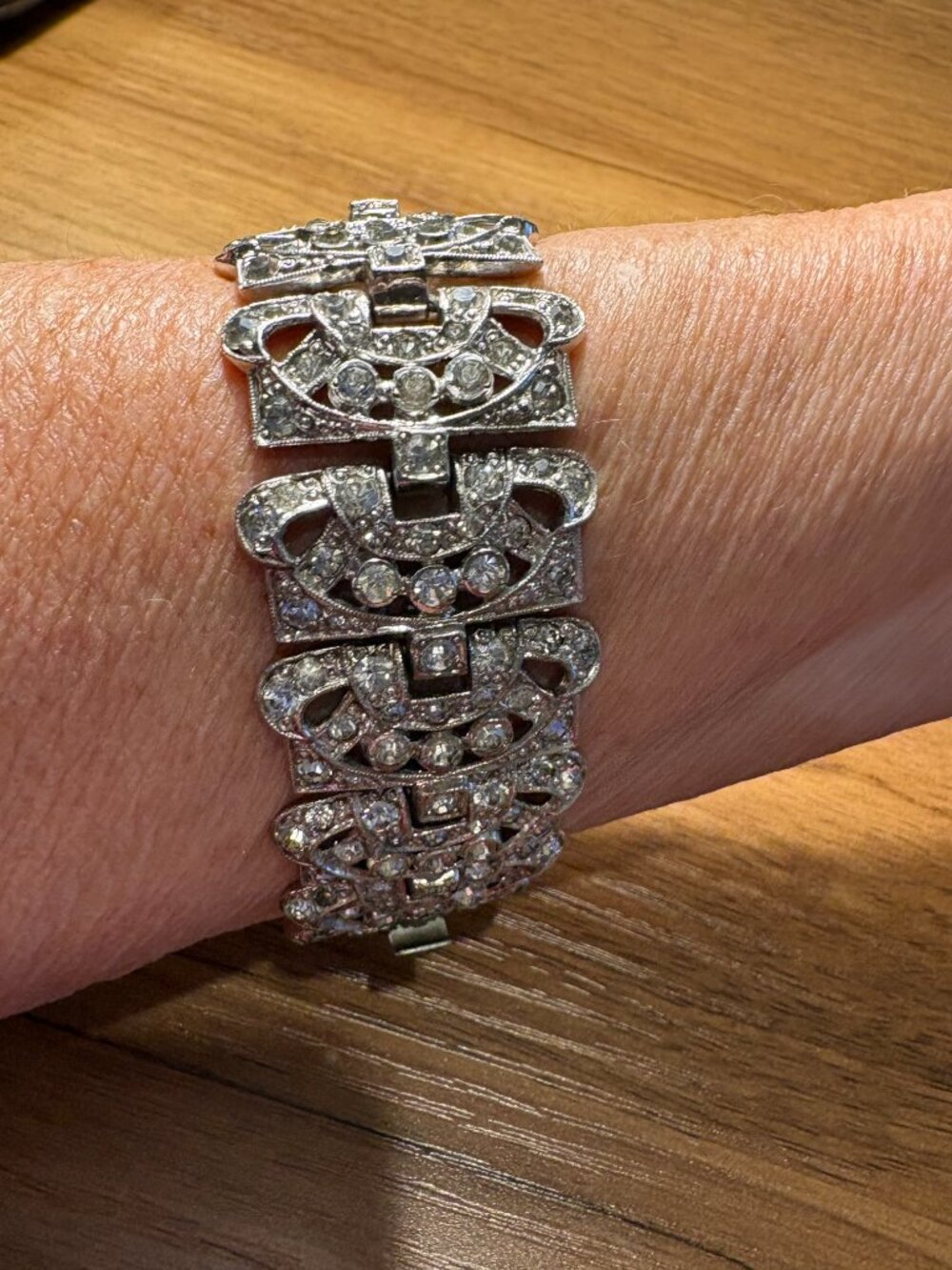 KTF Trifari Art Deco Geometric Rhinestone Bracelet Mint Condition, 1930's Estate